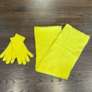 JCrew scarf and gloves set in yellow
